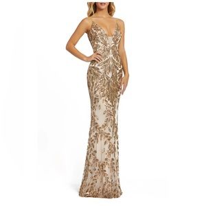 Mac Duggal Sequin Leaf Mermaid Gown